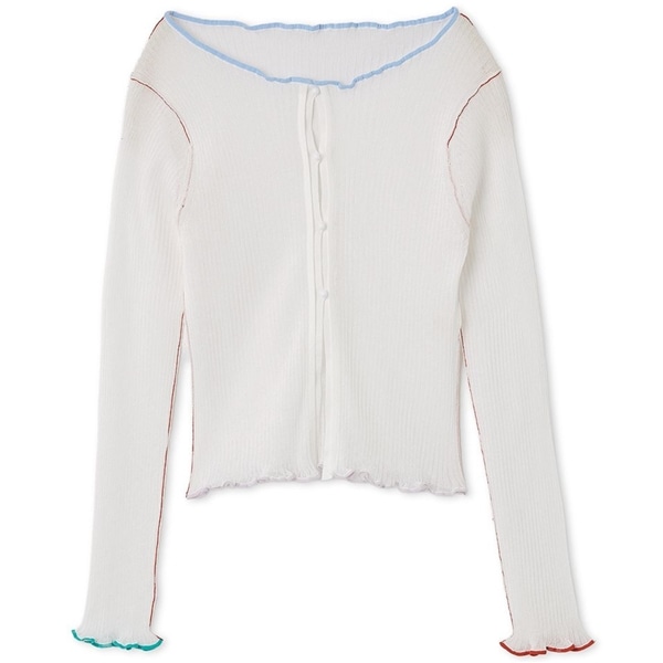 マルチカラートリムカーディガン WHT F