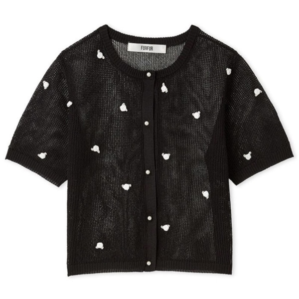 プティフラワーカーディガン BLK F