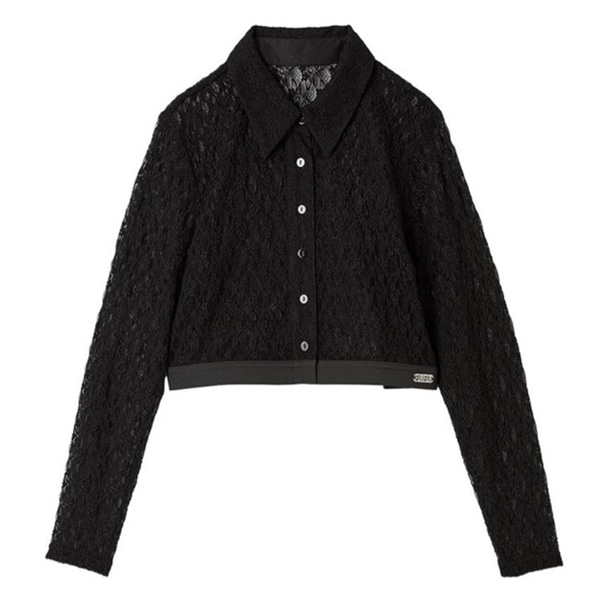 ウエストロゴレースシャツ BLK F