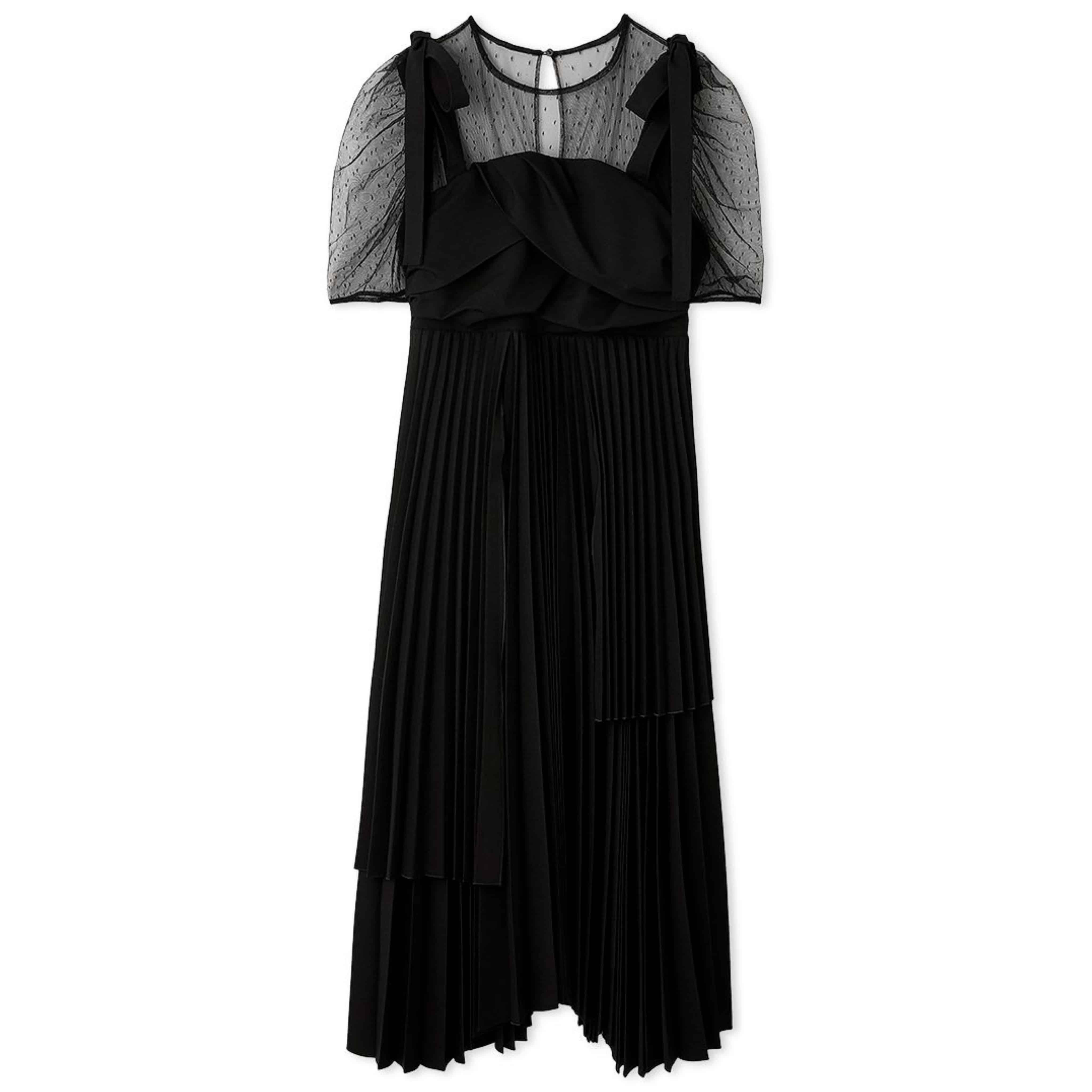 プリーツデザインドッキングドレス BLK F