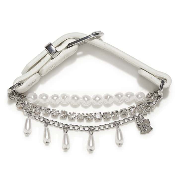 レザーパールブレスレット WHT F