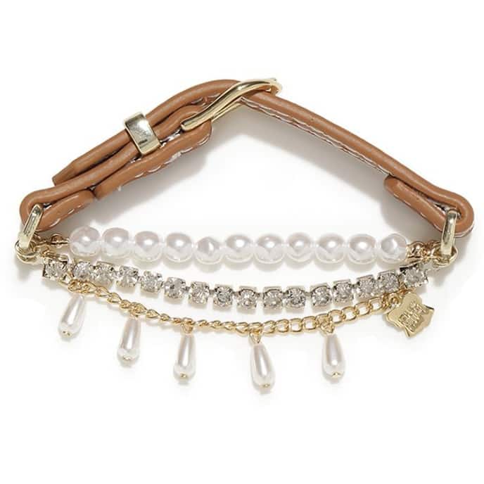 レザーパールブレスレット BEG F