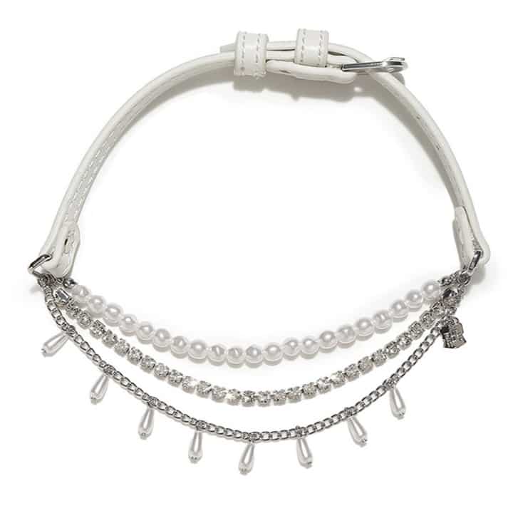 レザーパールネックレス WHT F