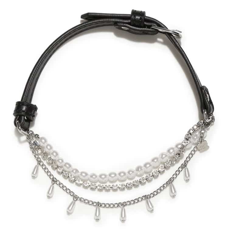 レザーパールネックレス BLK F