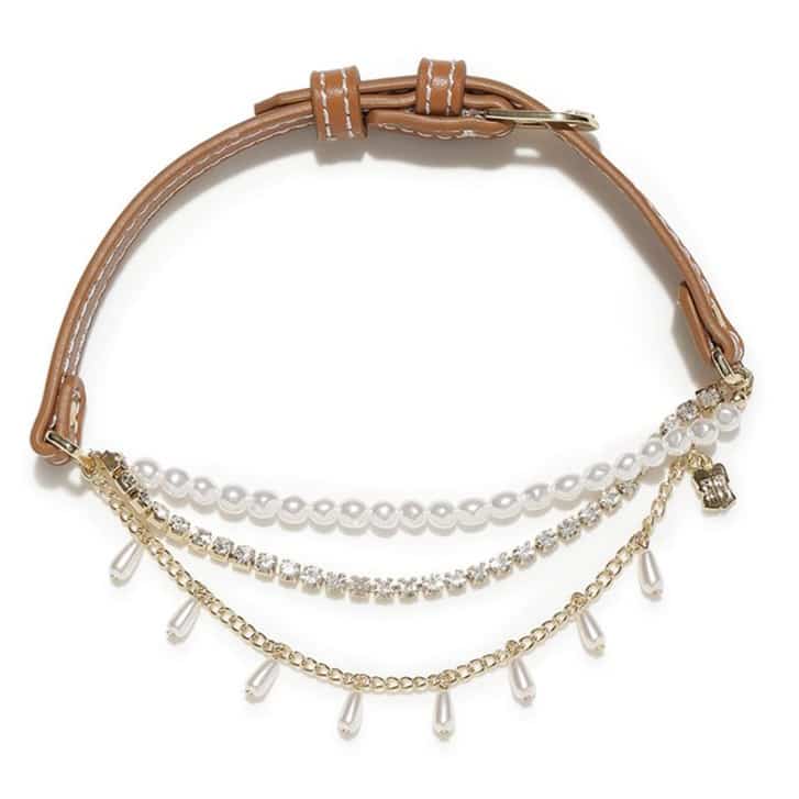 レザーパールネックレス BEG F