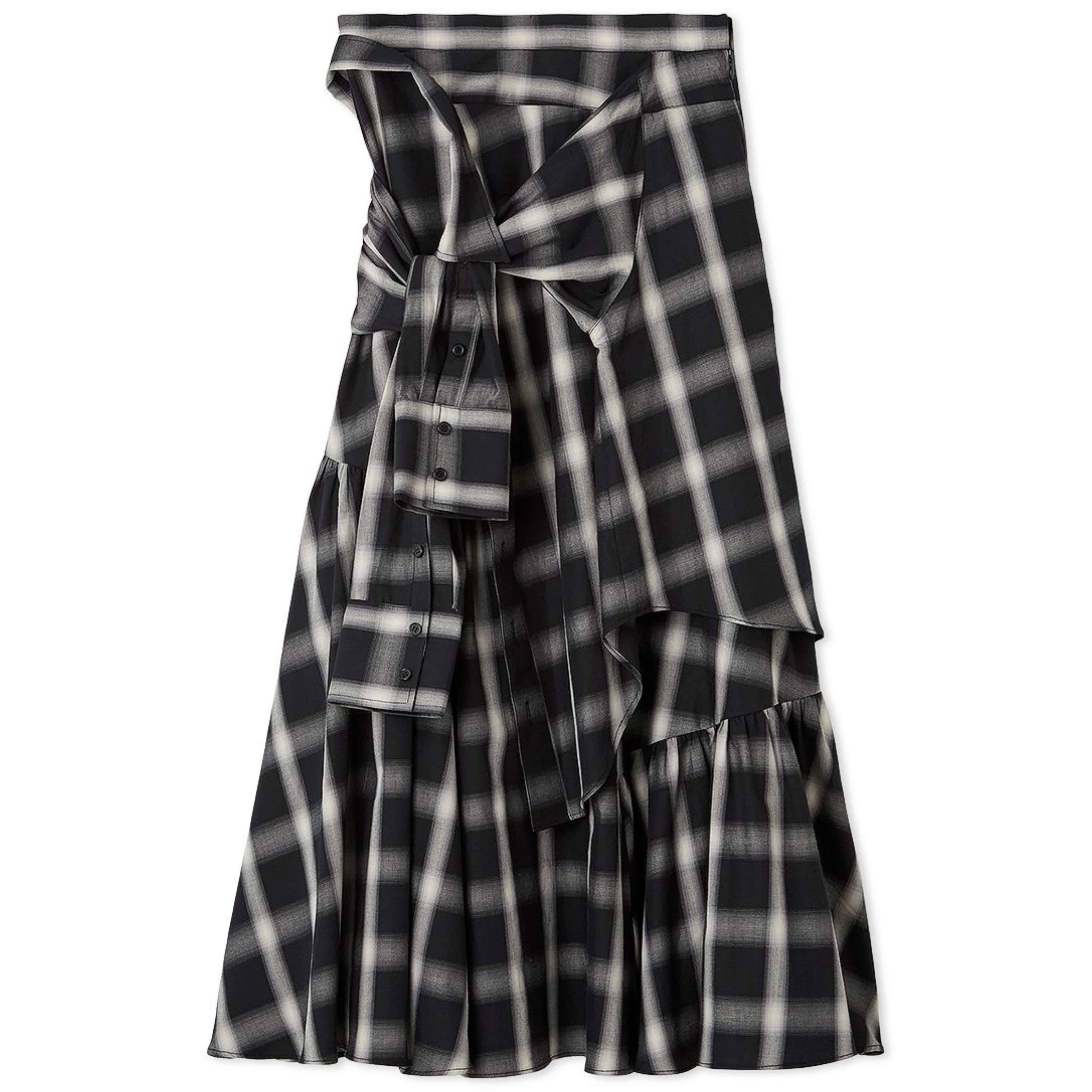 シャツドッキングチェックスカート BLK F