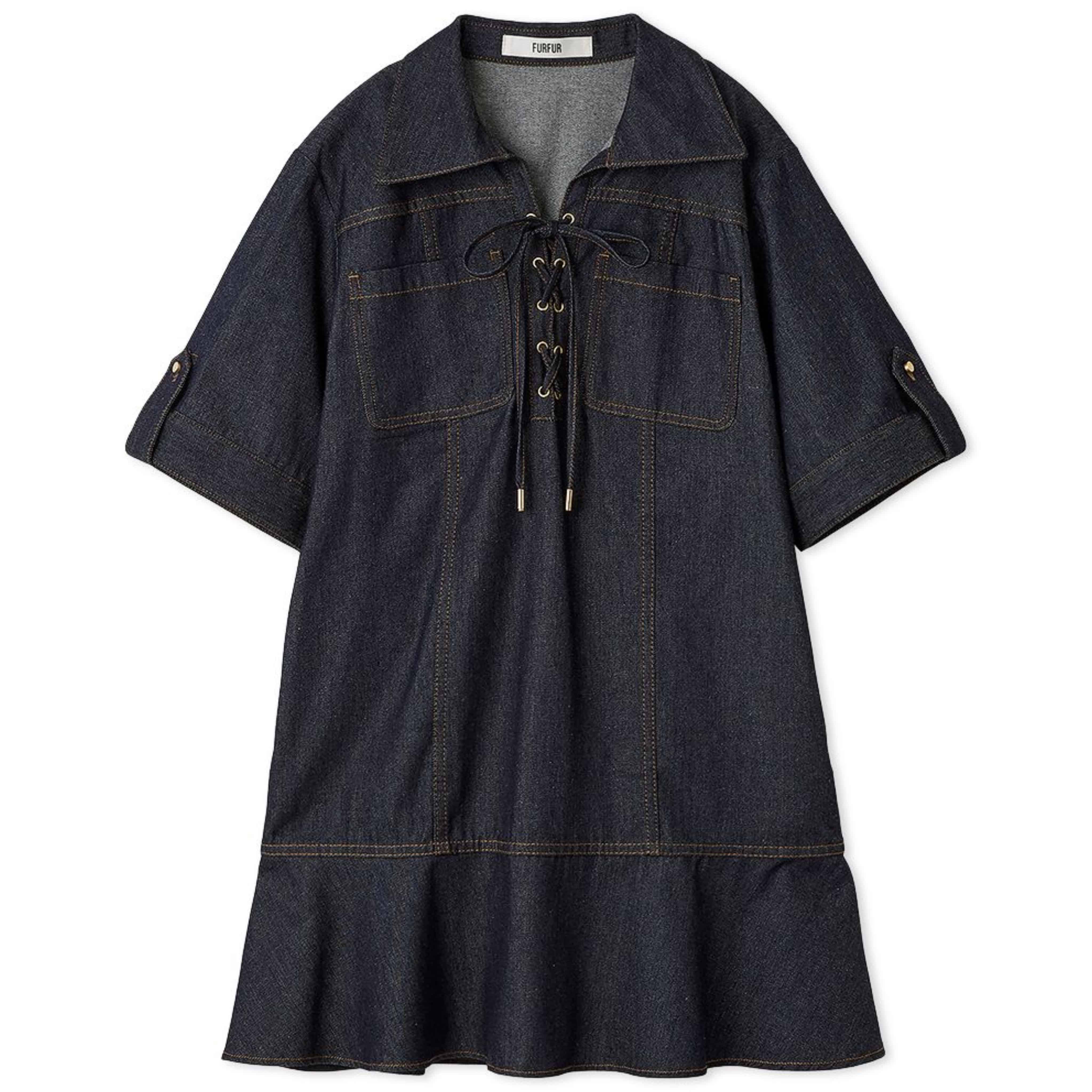 レースアップミニドレス IND F