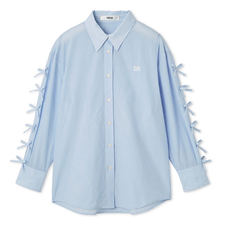 リボンスリーブシアーシャツ SAX F