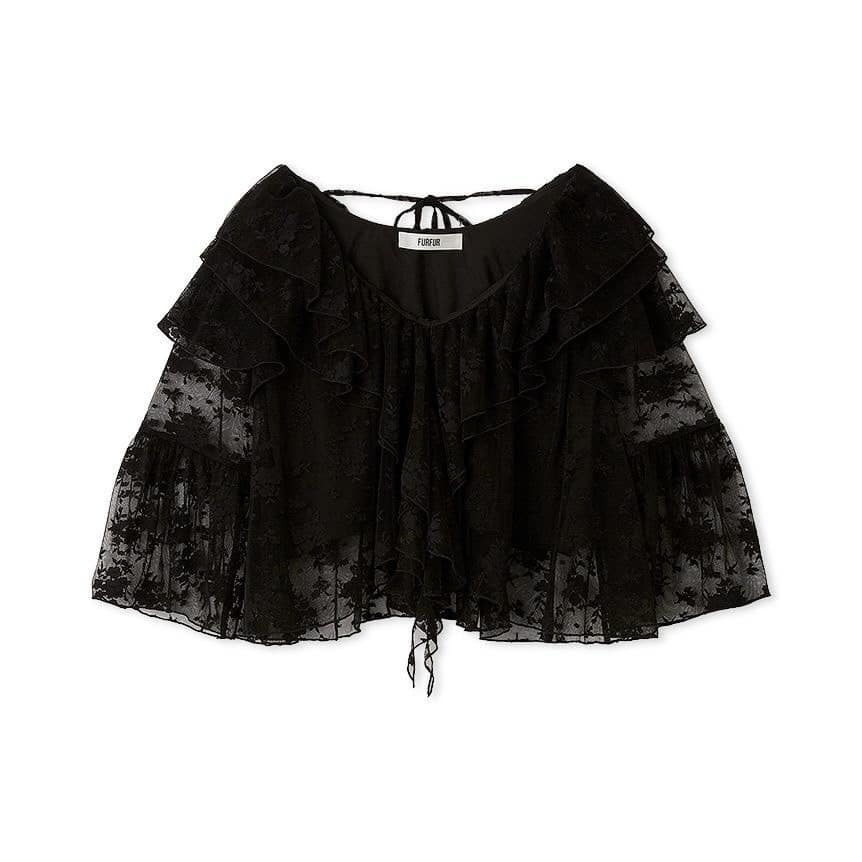 フラワーレースラッフルブラウス BLK F