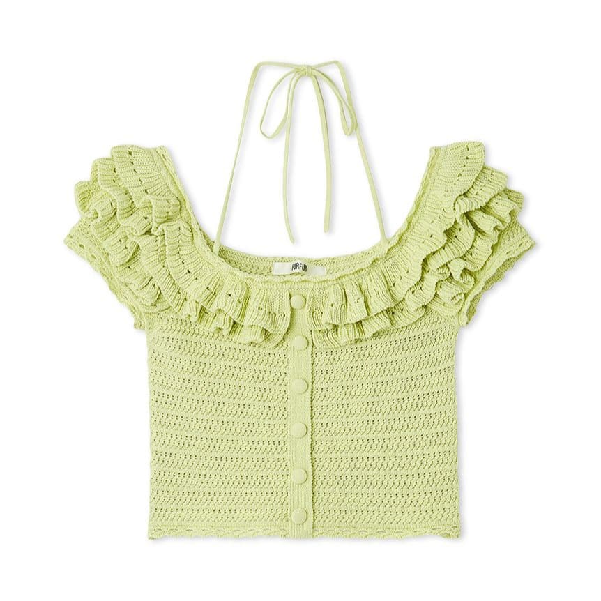 フリルデザインニットトップス LIME F