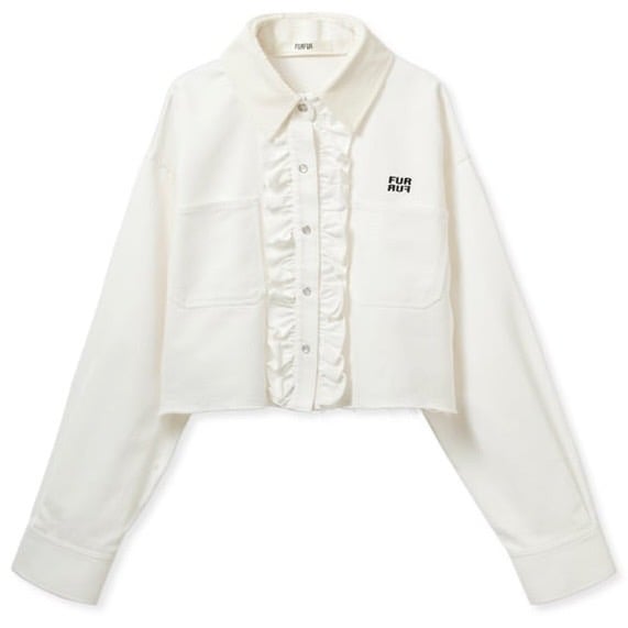 ロゴ刺繍フリルシャツ ロゴ刺繍フリルシャツ(F WHT)｜ FURFUR