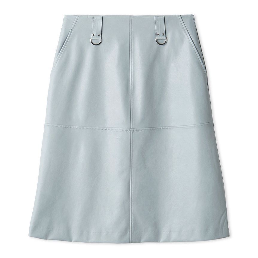 レザーライクミディスカート LBLU F