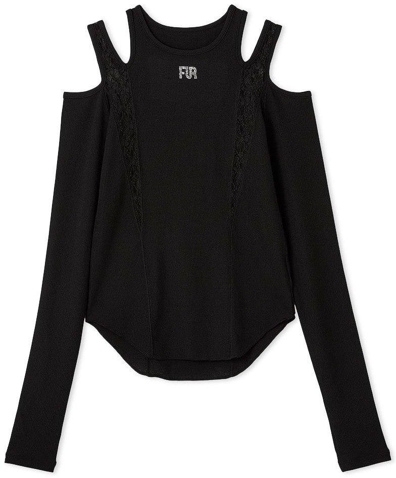 レースコンビ変形ネックカットプルオーバー BLK F