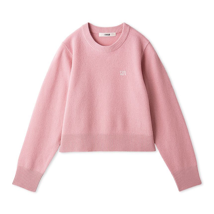 ロゴ刺繍クルーネックセーター PNK F