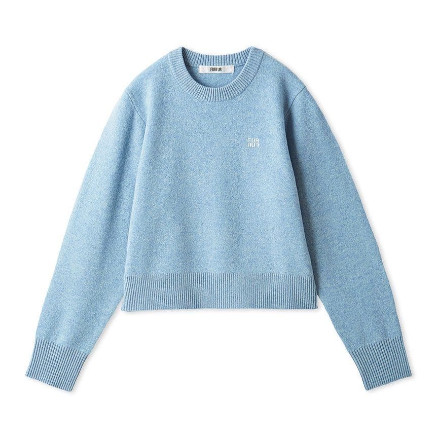 ロゴ刺繍クルーネックセーター LBLU F