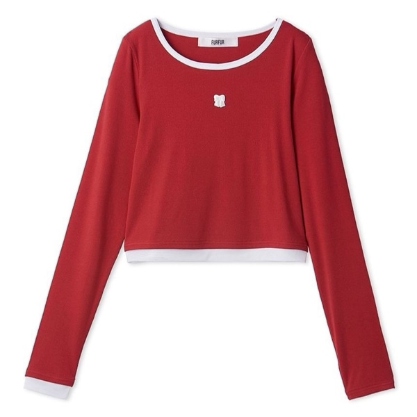 ロゴ刺繍テレコトップス RED F