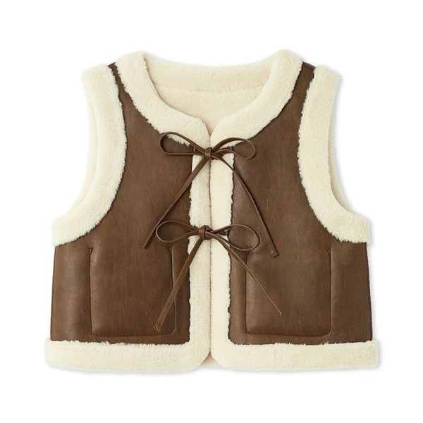 リバーシブルムートンベスト BRW F