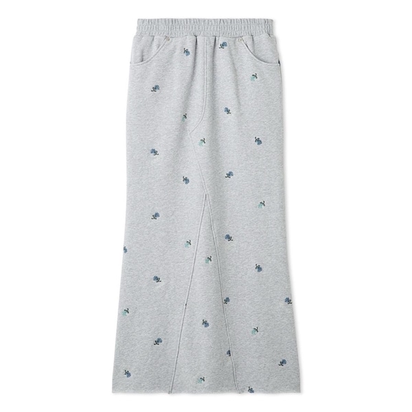 フラワー刺繍スウェットスカート GRY F