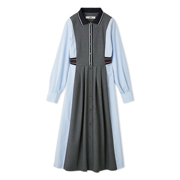 リブコンビシャツワンピース GRY F