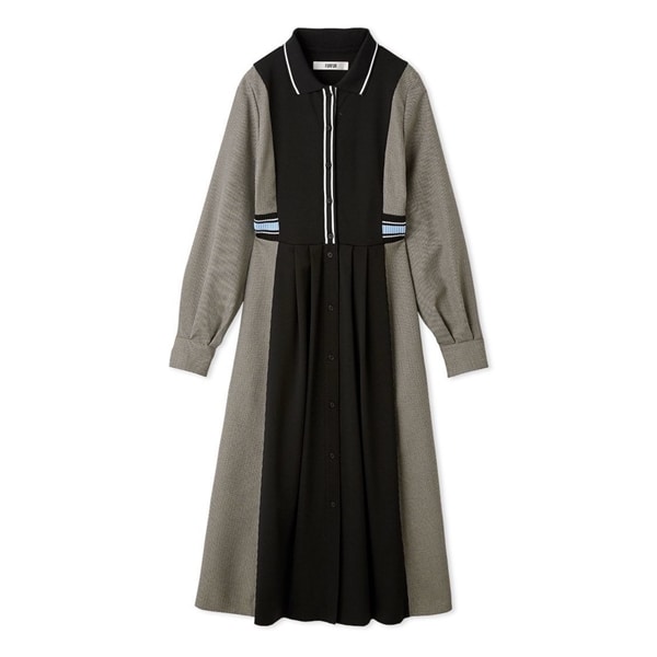 リブコンビシャツワンピース BLK F