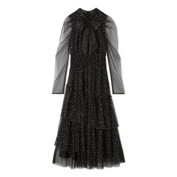 ロングスリーブラメチュールドレス BLK F