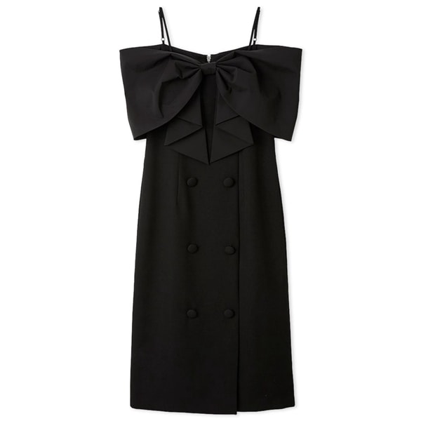 ビッグリボンオフショルワンピース BLK F