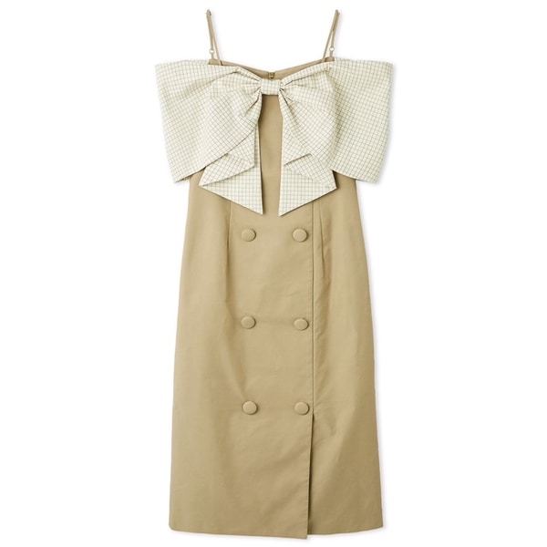 ビッグリボンオフショルワンピース BEG F