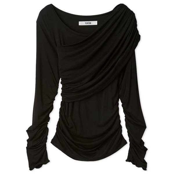 ソフトドレープカットトップス BLK F