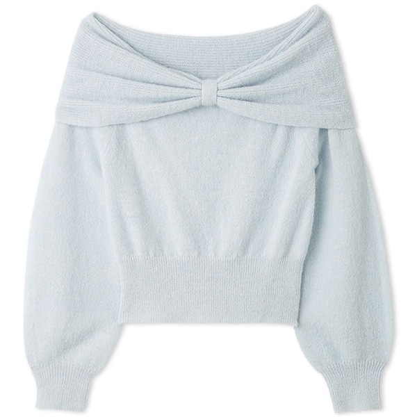 リボンモヘアニットトップス LBLU F