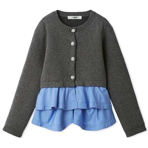 ペプラムレイヤードカーディガン CGRY F