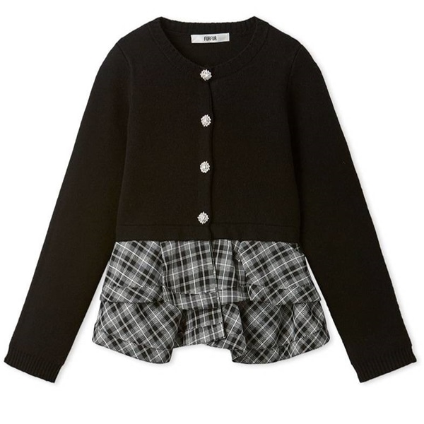 ペプラムレイヤードカーディガン BLK F