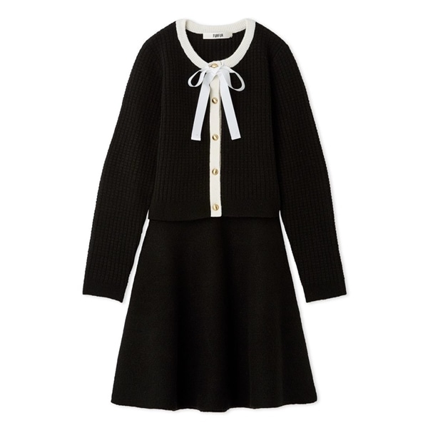 ボウタイトリムニットセットアップ BLK F