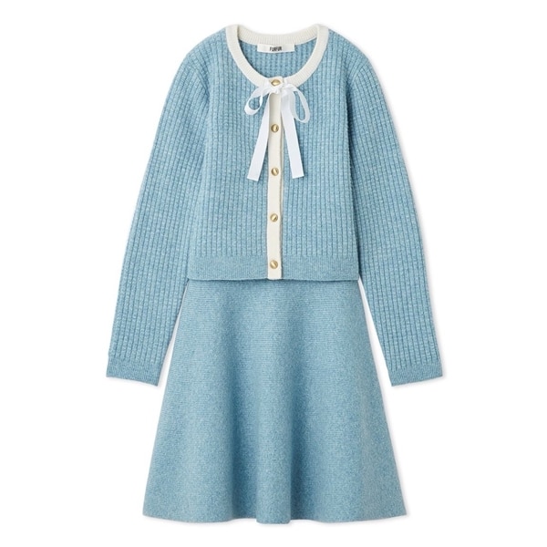 ボウタイトリムニットセットアップ BLU F