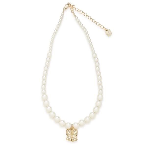 リボンモチーフパールネックレス GLD F