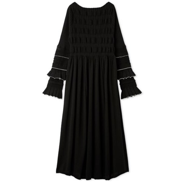 フリルスリーブニットドレス BLK F