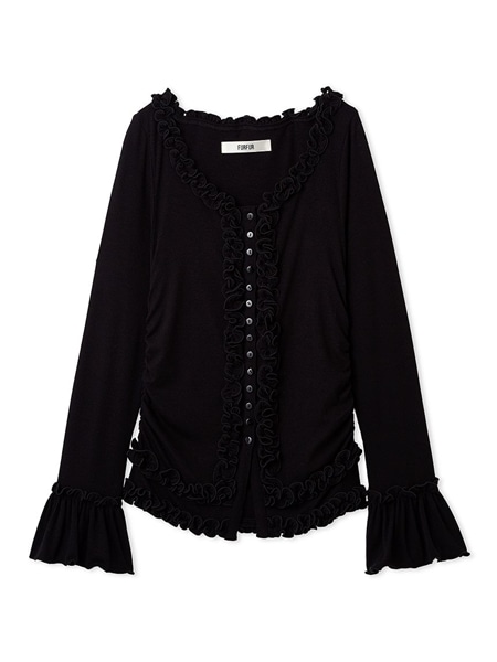 フリルカーディガン BLK F