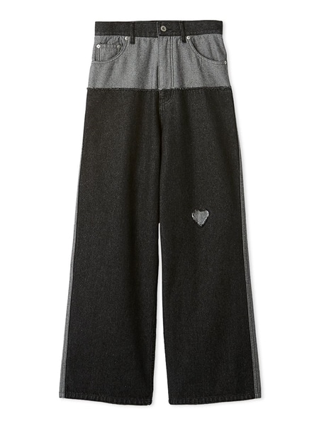 パッチワークデニムパンツ BLK 0