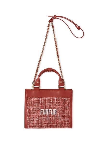 ツイードロゴトートバッグ RED F