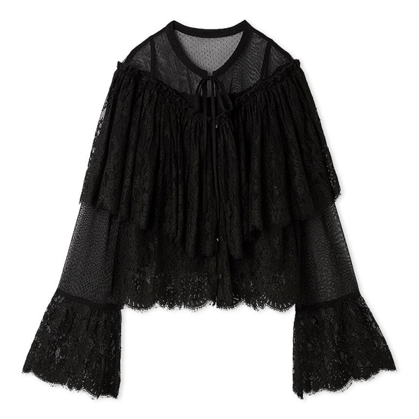 スカラップレースブラウス BLK F