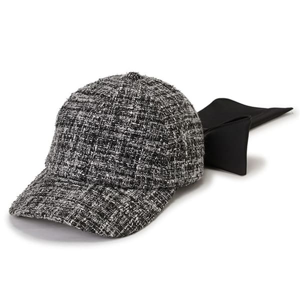 ツイード×サテンビッグリボンキャップ BLK F