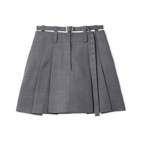 ベルト付きタックミニスカート GRY F