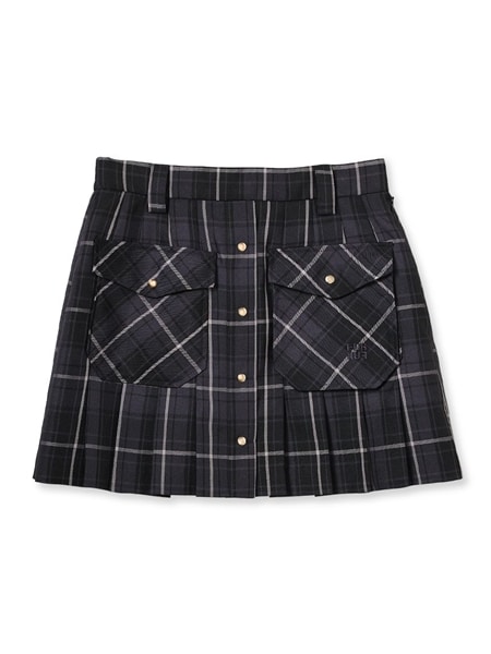 チェック柄プリーツミニスカート BLK F