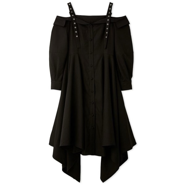 オフショルシャツワンピース BLK F