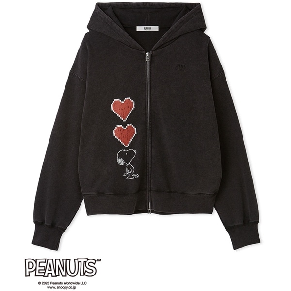 スヌーピーコラボルーズシルエットパーカー BLK F