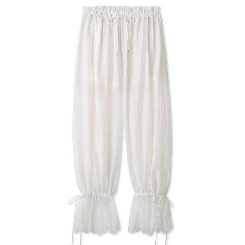 レーストリムドロストパンツ WHT F