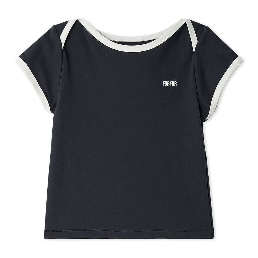 ロゴ刺繍コンパクトTシャツ NVY F