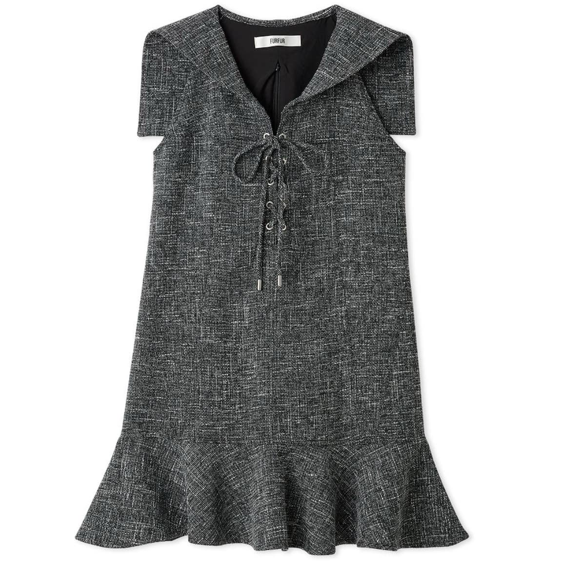 セーラーカラーレースアップワンピース BLK F