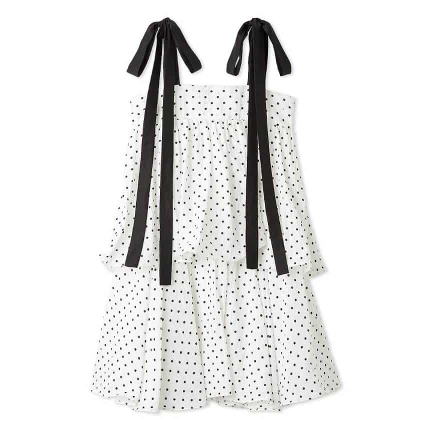 ティアードフリル肩リボンドレス DOT F