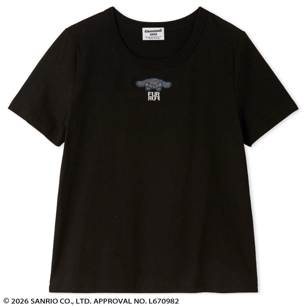 【Cinnamoroll】 ラインストーンTシャツ BLK 0