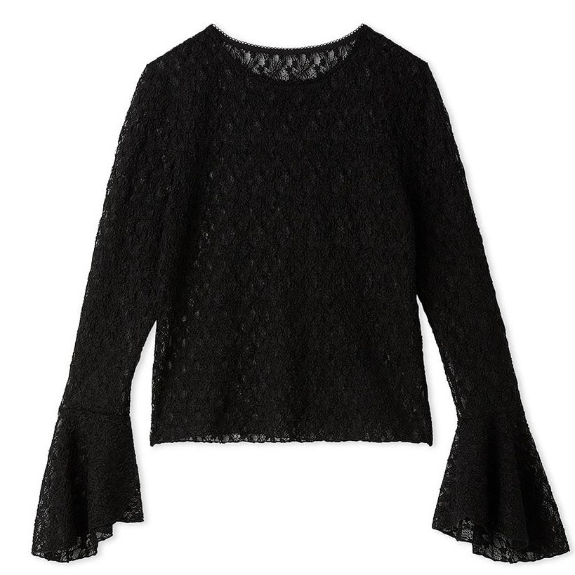 フレアスリーブレースカットプルオーバー BLK F